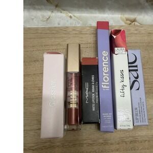 Lipstick Bundle MAC Glossier Saie Milani Florence by Mills Laura Geller 6pc Set